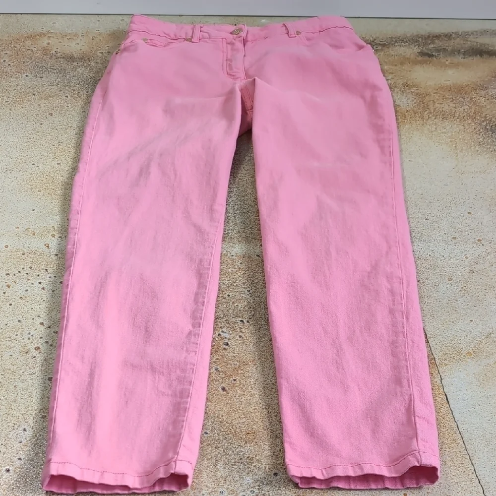 Elegance Paris | Vibrant Baby Pink Stretchy Jeans Chinos Size 8